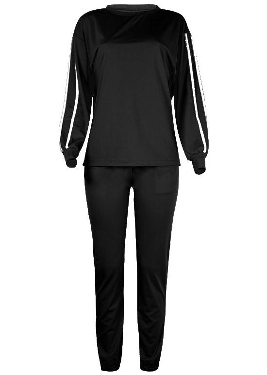 

Two-Piece Sets Striped Blouse And Drawstring Sweatpants Two-Piece Set in Black. Size: ,M,L,XL