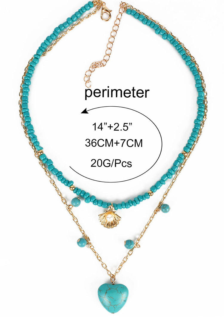 

Necklaces Turquoise Beading Dual-Layered Pendant Necklace in Multicolor. Size