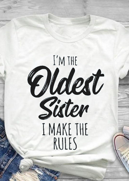 T-shirts Tees I'm The Oldest Sister T-Shirt Tee in White. Size: L,M,S,XL