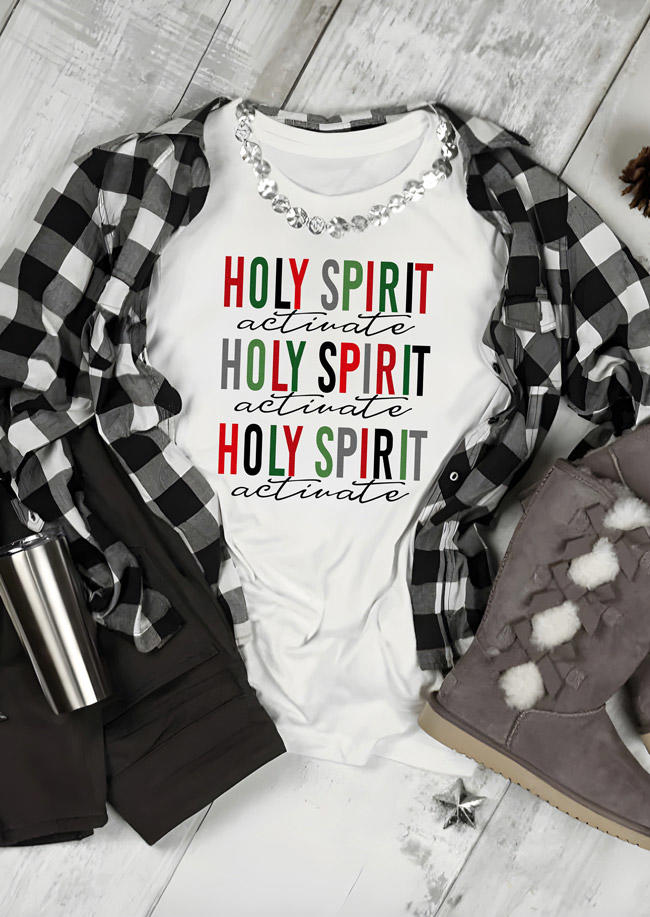 T-shirts Tees Holy Spirit O-Neck T-Shirt Tee in White. Size: M