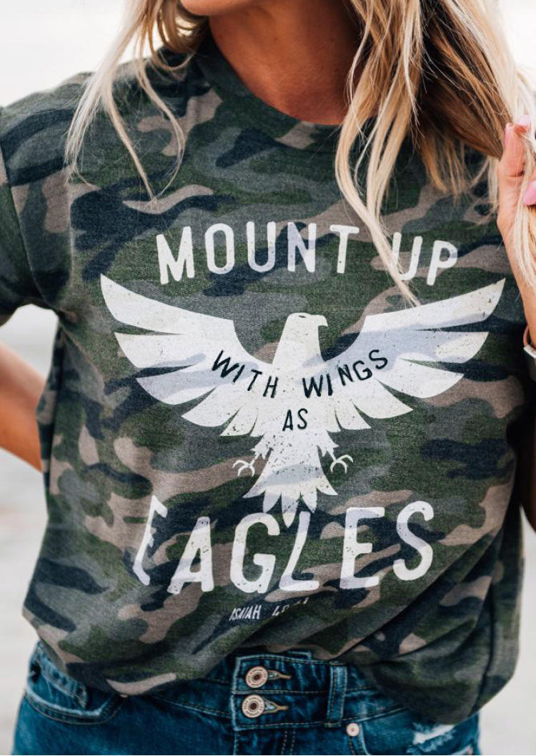 T-shirts Tees Camouflage Mount Up With Wings As Eagles T-Shirt Tee in Multicolor. Size: M