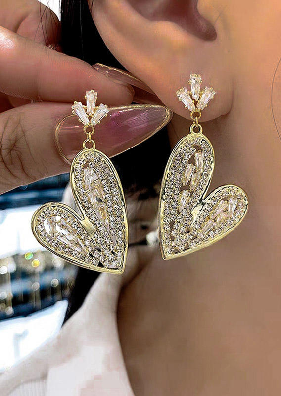 

Earrings Valentine Rhinestone Heart Earrings in Gold. Size