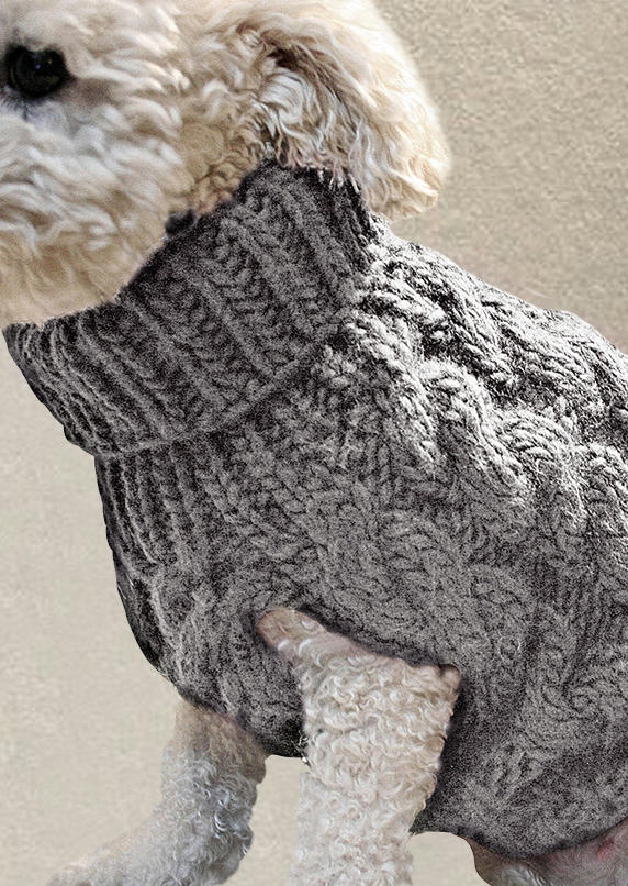 

Pet Products Dog Turtleneck Knitted Warm Sweater in Black,White,Gray. Size