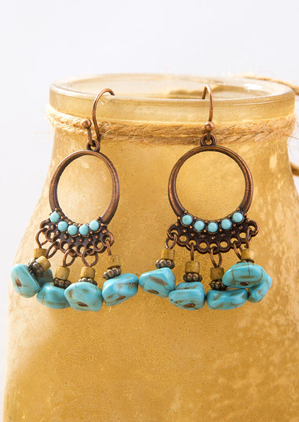 

Earrings Bohemian Turquoise Hollow Out Earrings in Cyan. Size
