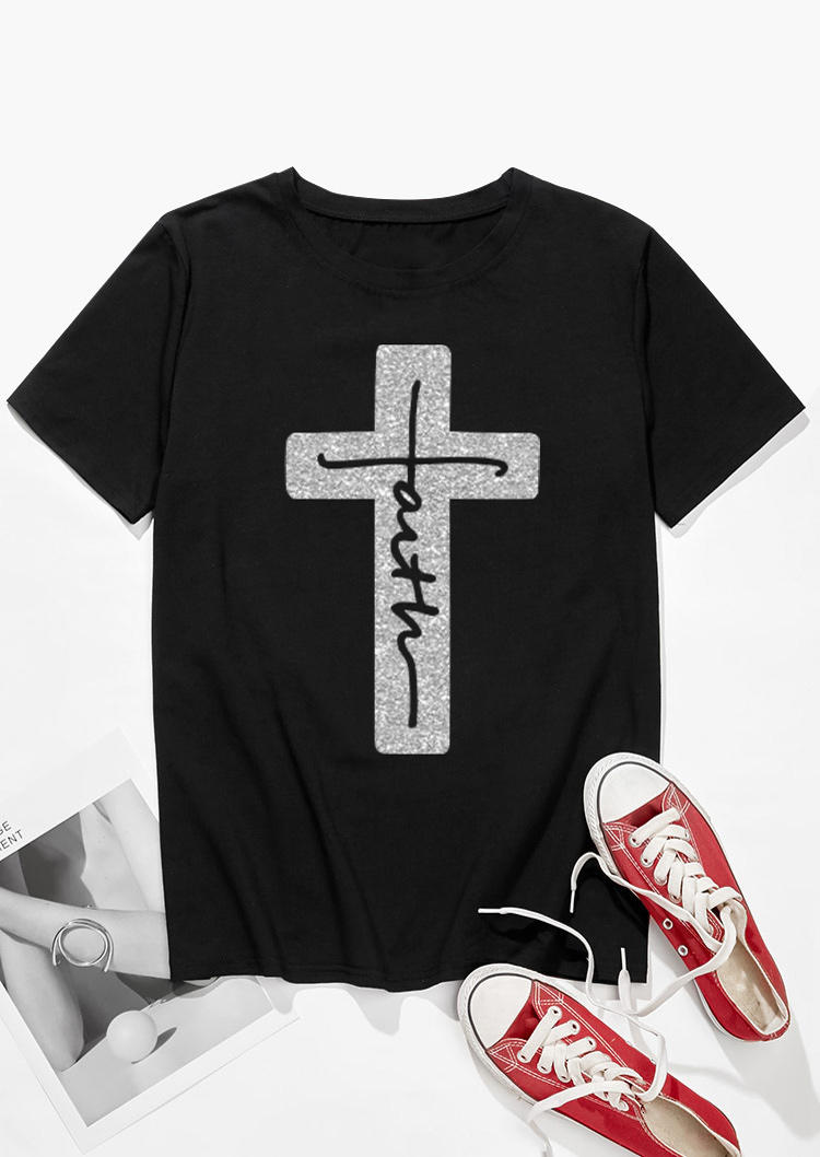 

T-shirts Tees Faith Cross O-Neck T-Shirt Tee in Black. Size: ,M,L,XL