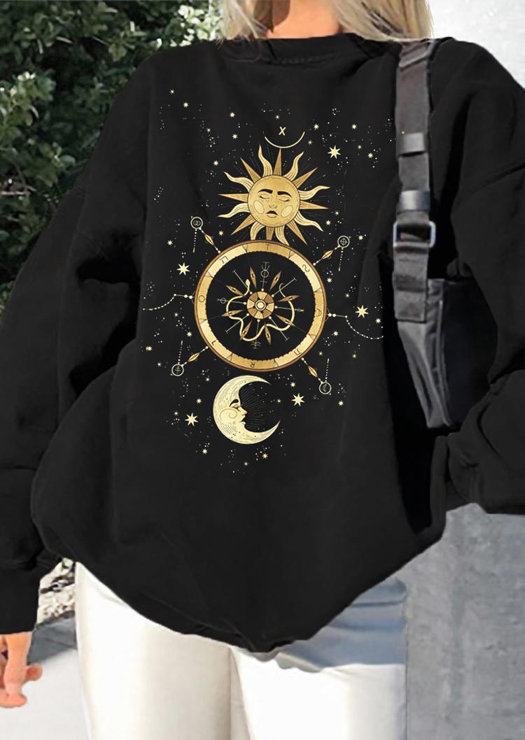 

Sweatshirts Tarot Sun Moon Long Sleeve Sweatshirt in Black. Size: ,M,L,XL