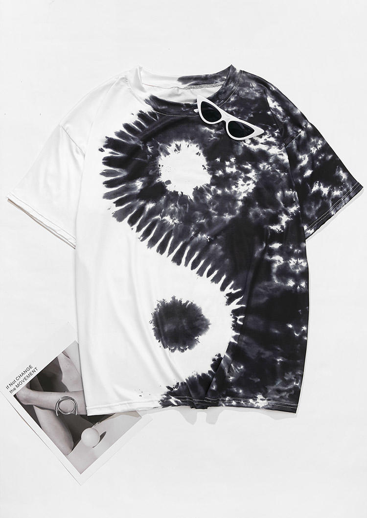 

T-shirts Tees Tie Dye Color Block Oversized T-Shirt Tee in Black. Size