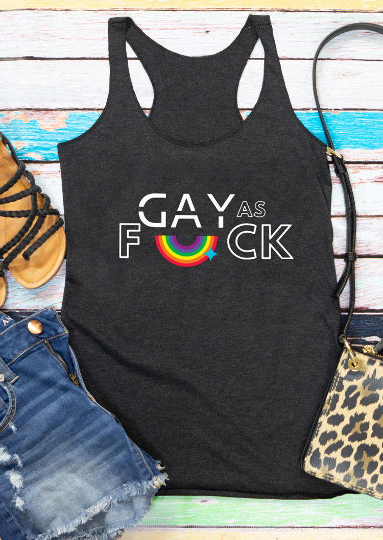 

Tank Tops Rainbow Graphic Racerback Tank Top in Dark Grey. Size: ,M,L,XL