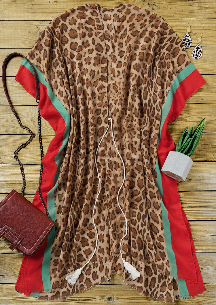 Cardigans Color Block Leopard Cardigan in Leopard. Size: One Size