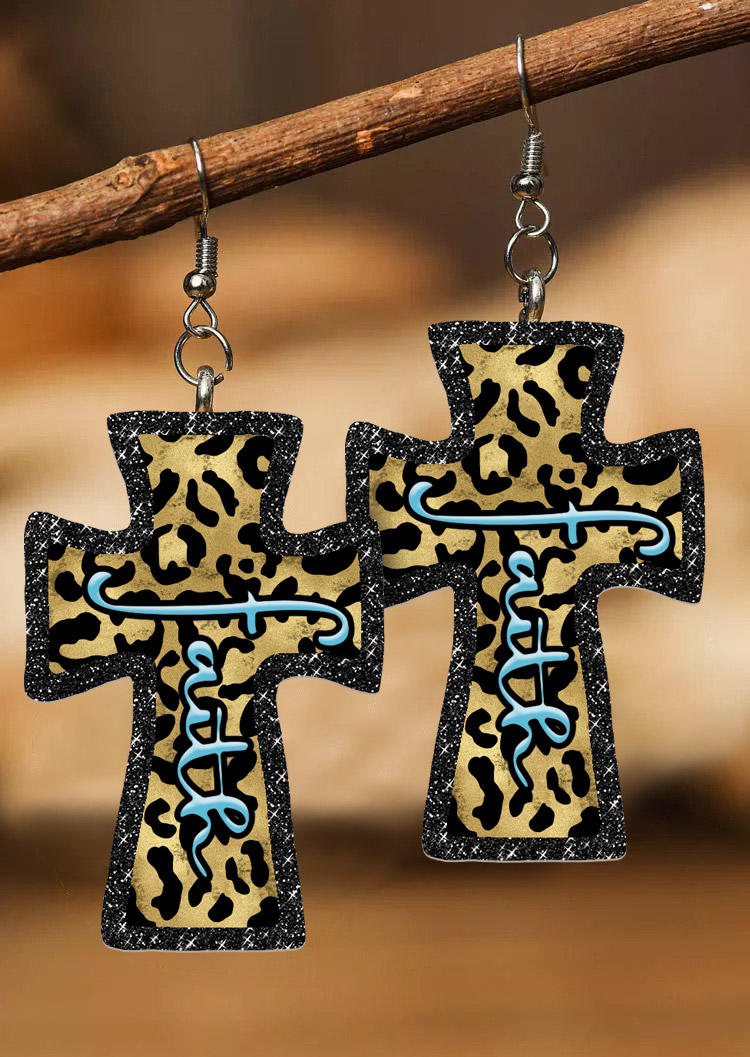 

Earrings Leopard Glitter Faith Cross Earrings in Multicolor. Size