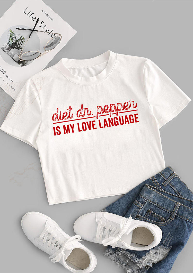 Diet Dr. Pepper Is My Love Language Crop Top - White