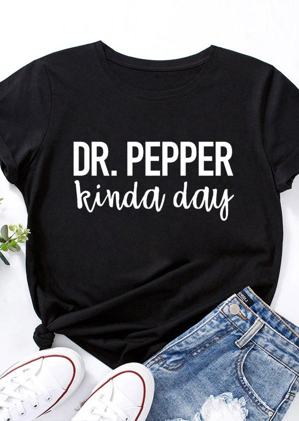 

T-shirts Tees Dr Pepper Kinda Day O-Neck T-Shirt Tee in Black. Size: L,,XL