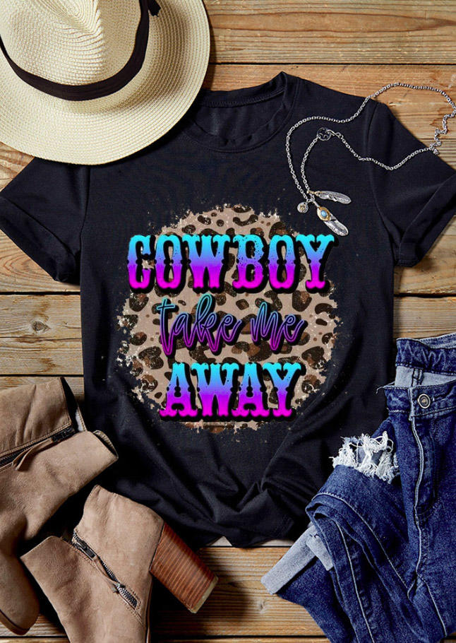 Cowboy Take Me Away T-Shirt Tee - Black