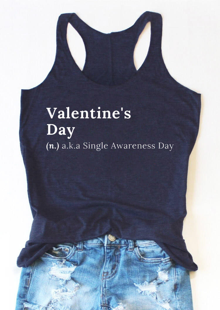 

Tank Tops Valentine' Day Single Awareness Day Racerback Tank Top in Navy Blue. Size: ,M,L,XL