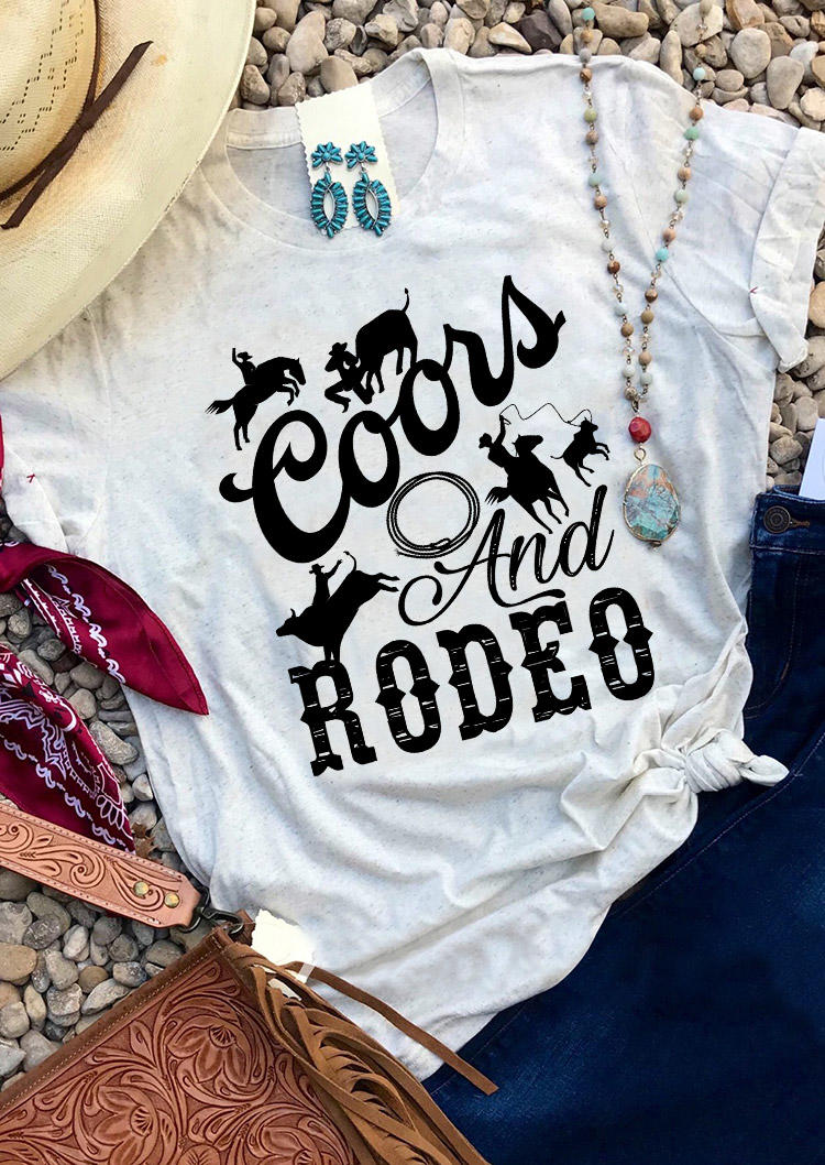 T-shirts Tees Coors And Rodeo Cowboy T-Shirt Tee in White. Size: S,M,L,XL