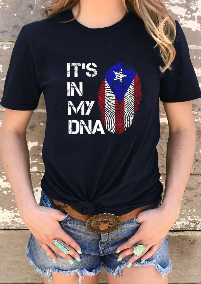 T-shirts Tees It's In My DNA O-Neck T-Shirt Tee in Black. Size: S,M,L,XL