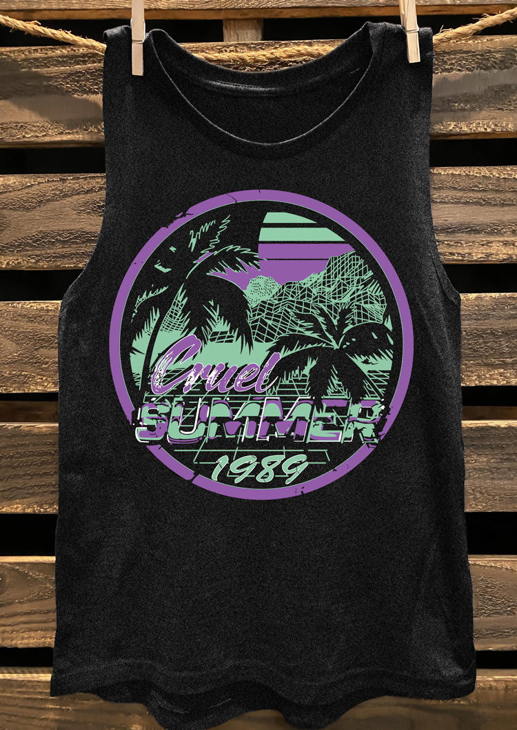 

Tank Tops Cruel Summer 1989 Coconut Tree Tank Top in Black. Size
