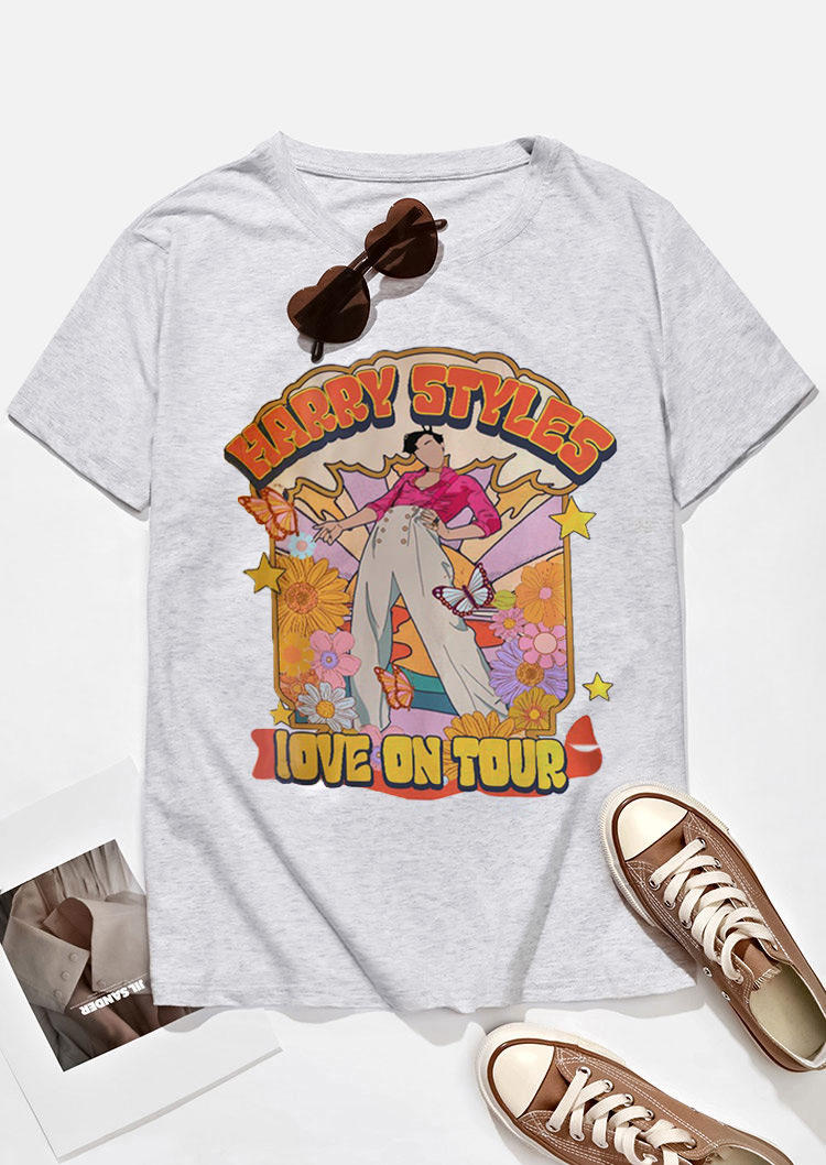 

T-shirts Tees Harry Styles Love On Tour T-Shirt Tee in Light Grey. Size: ,M,L,XL