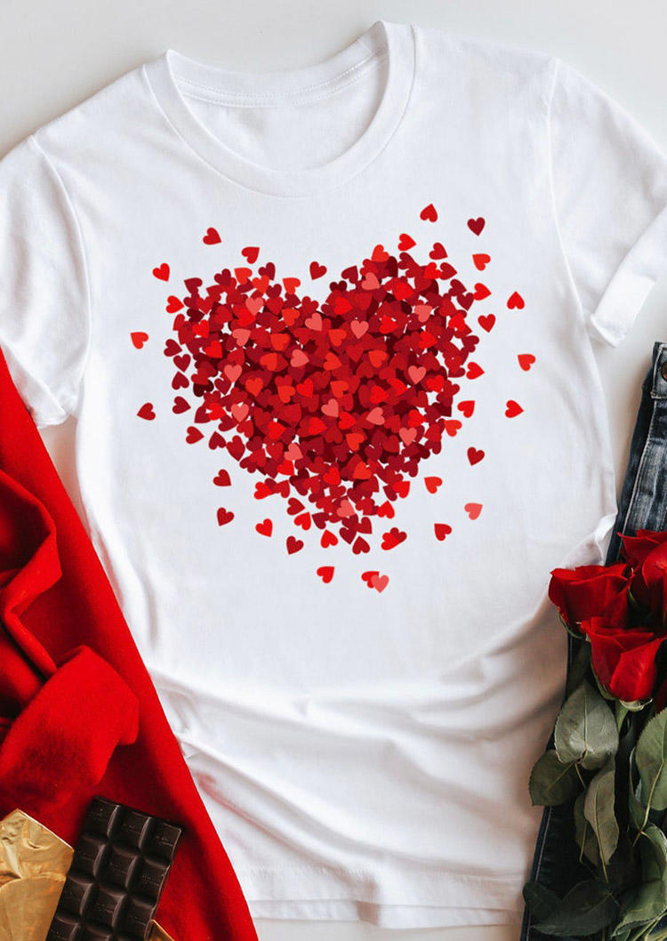 

T-shirts Tees Valentine Love Heart T-Shirt Tee in White. Size: ,M,L,XL