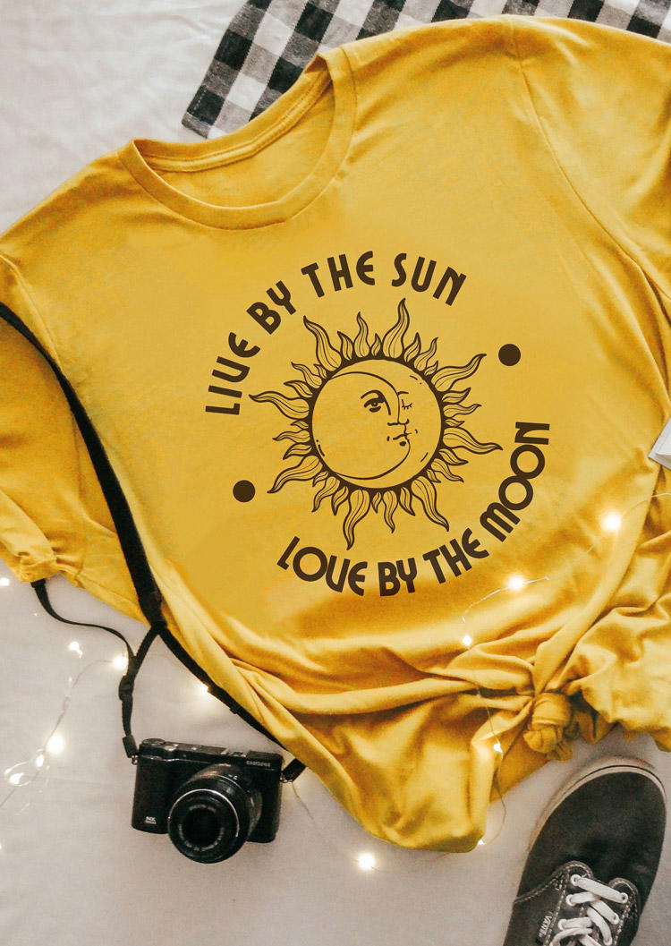 

T-shirts Tees Live By The Sun Love By The Moon T-Shirt Tee in Yellow. Size: S,M,,XL