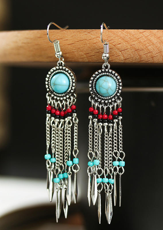 

Earrings Turquoise Beading Alloy Hook Earrings in Cyan. Size