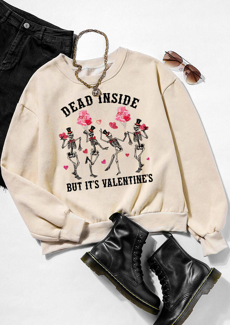 

Sweatshirts Dead Inside But It' Valentine Skeleton Sweatshirt in Apricot. Size: ,M,L,XL