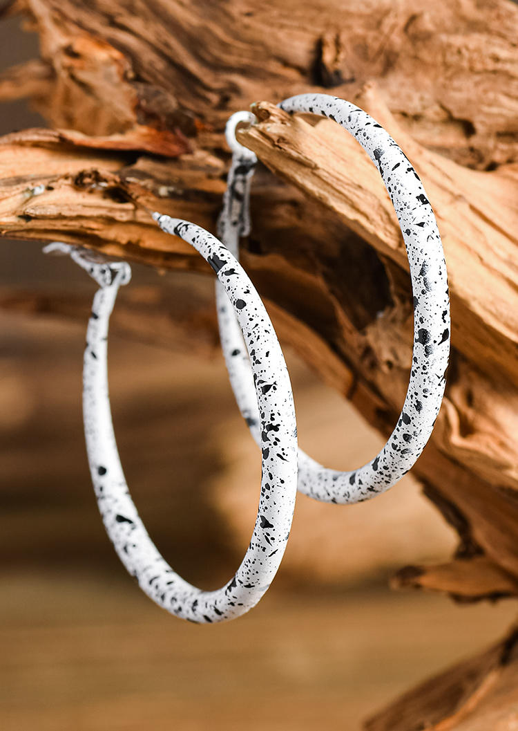 Marble Cow Printed Round Earrings