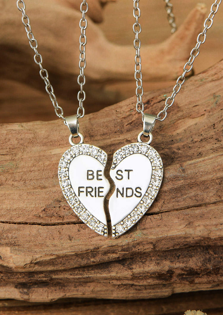 

Necklaces 2Pcs Best Friend Heart Alloy Necklace in Gold,Silver. Size