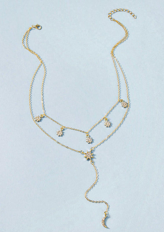 

Necklaces Double-Layered Moon Star Necklace in Gold. Size