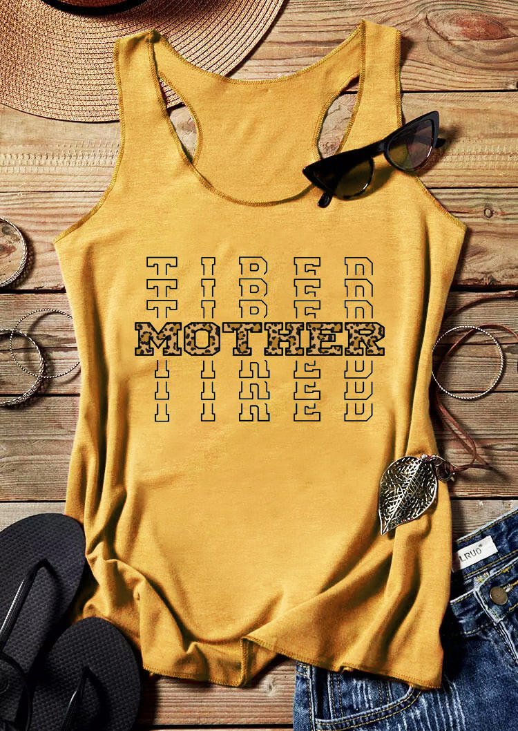 

Tank Tops Mother Tired Leopard Racerback Tank Top in Yellow. Size: ,M,L,XL