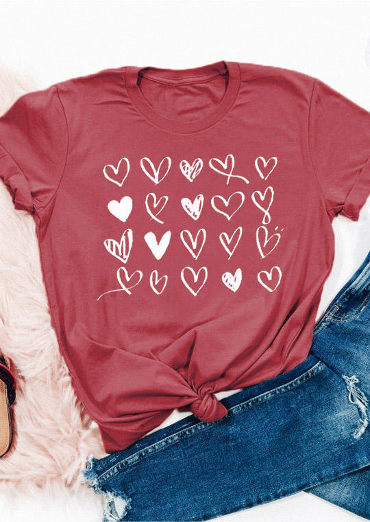 

T-shirts Tees Valentine Heart T-Shirt Tee in Brick Red. Size: ,M,L,XL