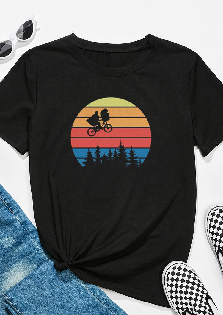 

T-shirts Tees Colorful Striped Forest T-Shirt Tee in Black. Size: ,M,L,XL