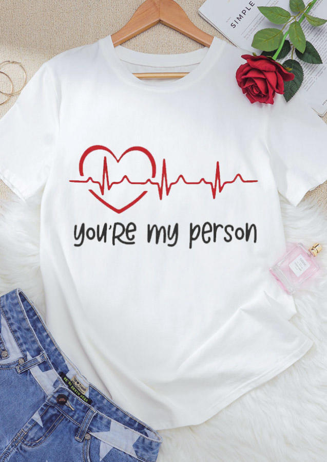 

T-shirts Tees ECG Heartbeat You're My Person in White. Size: ,M,L,XL