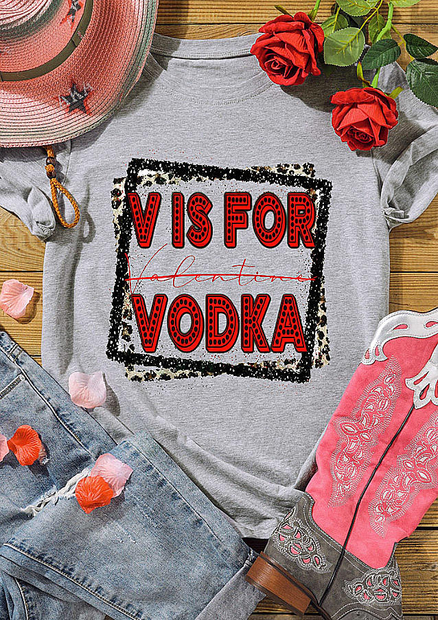 

T-shirts Tees Valentine V Is For Vodka T-Shirt Tee in Light Grey. Size: ,M