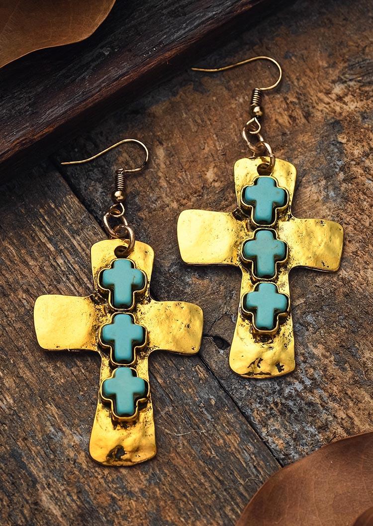 Turquoise Cross Vintage Earrings