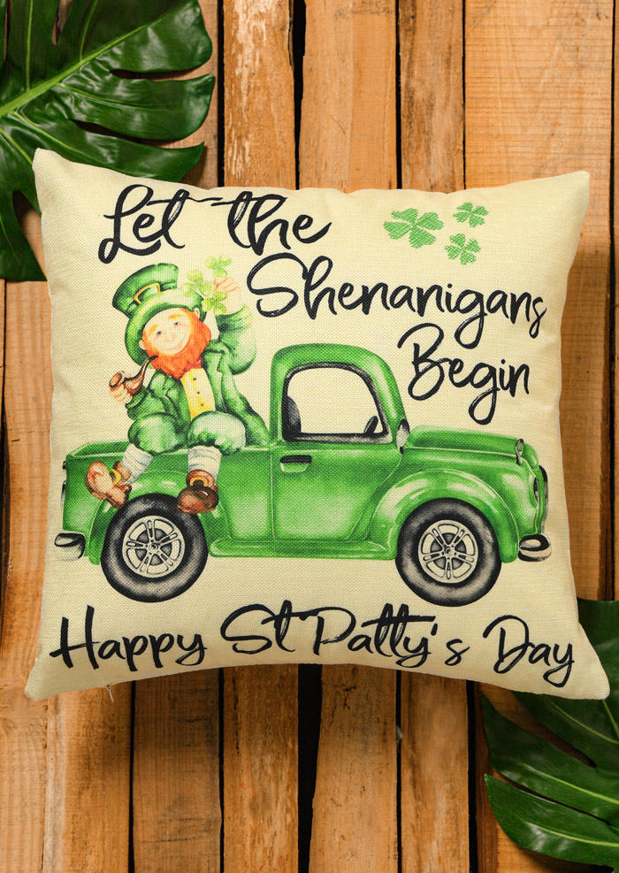 Pillowcase St. Patrick's Day Leopard Love Lucky Shamrock Leaf Pillowcase without Pillow in Pattern2. Size: One Size