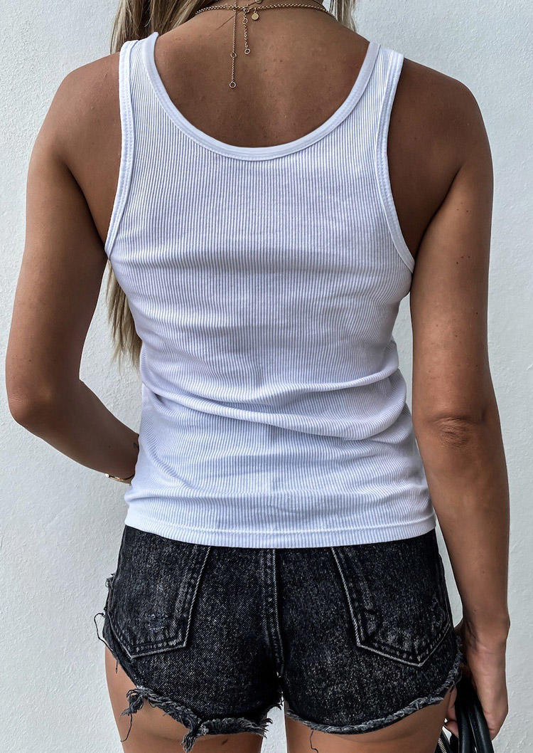 Tank Tops Lace Up Sleeveless Casual Tank Top in White. Size: L