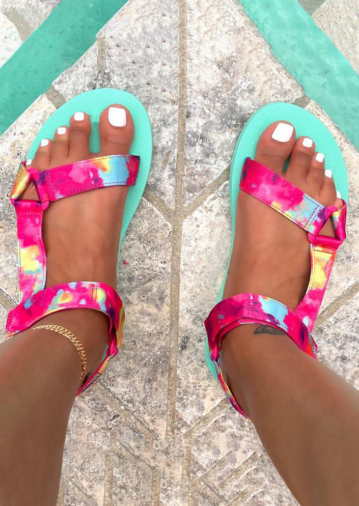 

Sandals Tie Dye Flat Sandals in Cyan. Size: ,38,39,40,41