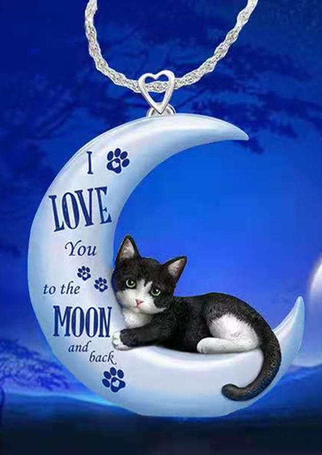 

Necklaces I Love You To The Moon And Back Cat Heart Necklace in Silver. Size