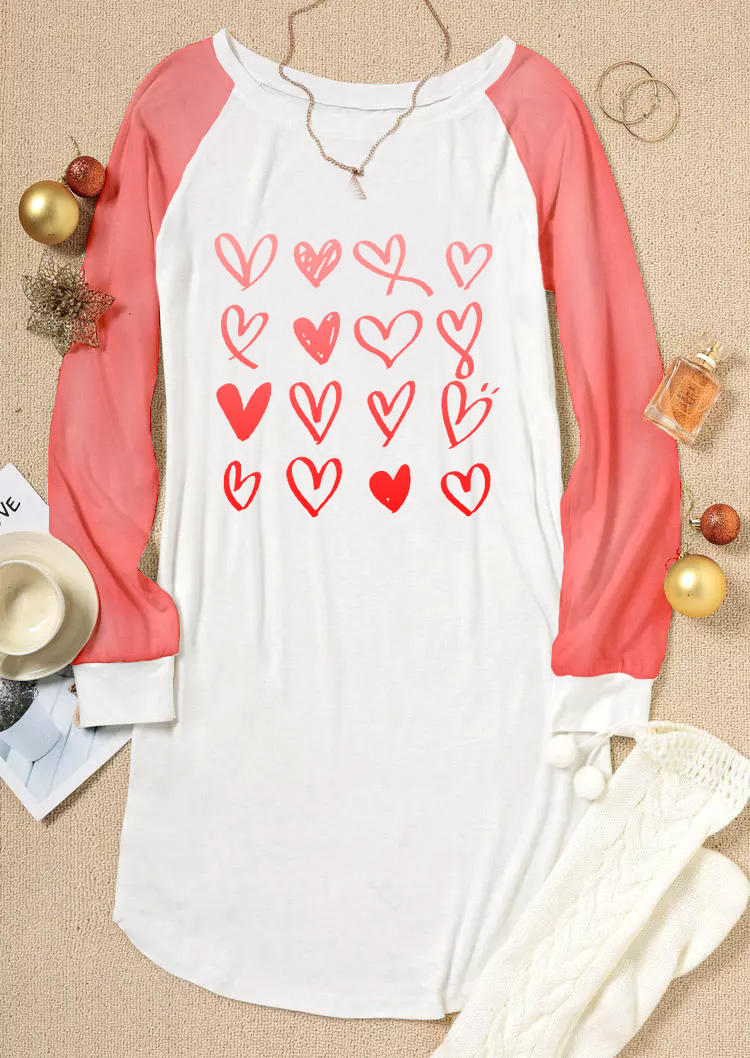 

Mini Dresses Valentine Heart Color Block Mini Dress in Pink. Size: ,M,L,XL