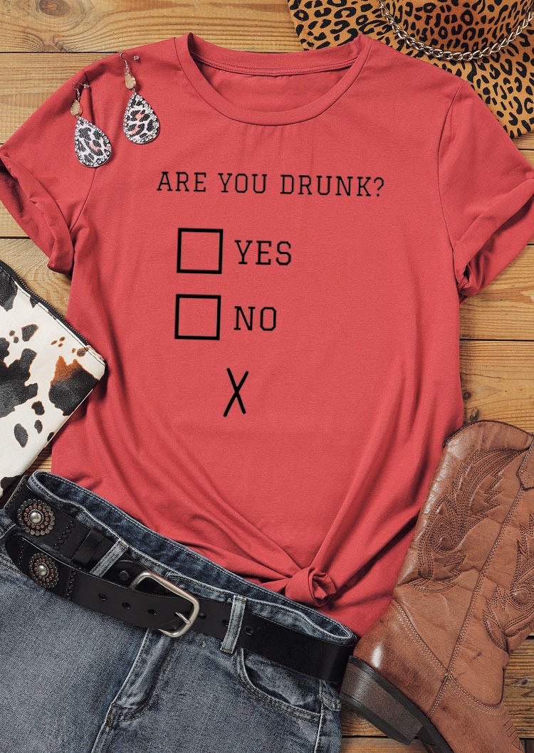 

T-shirts Tees Are You Drunk T-Shirt Tee in Brick Red. Size: ,M,L,XL