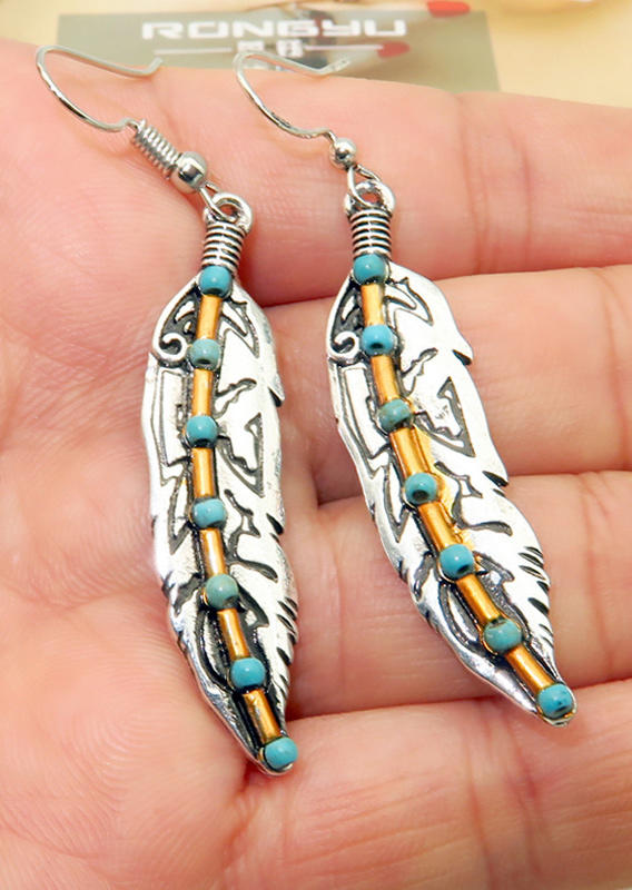 

Earrings Turquoise Hook Alloy Earrings in Silver. Size