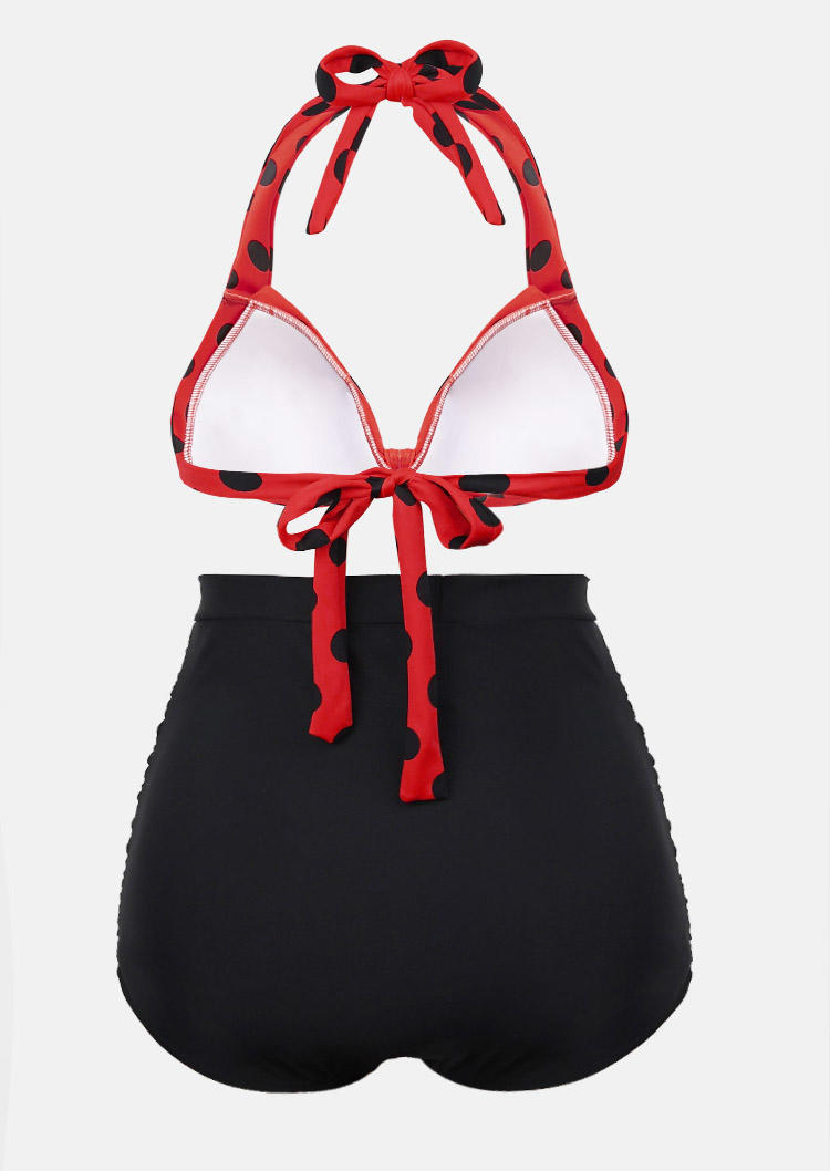 

Bikini Sets Polka Dot Halter Tie Bikini Set in Red. Size