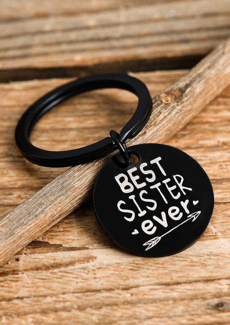 

Keychains Best Sister Ever Round Keychain in Silver. Size