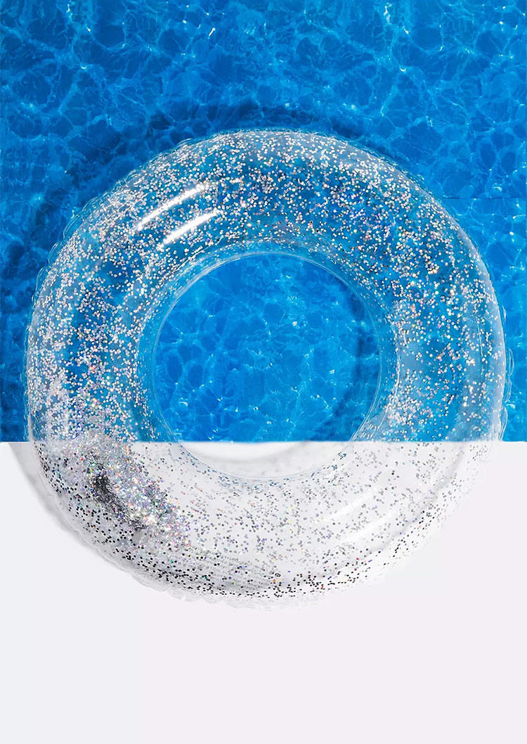 Glitter Inflatable Pool Float Donut in White. Size: One Size