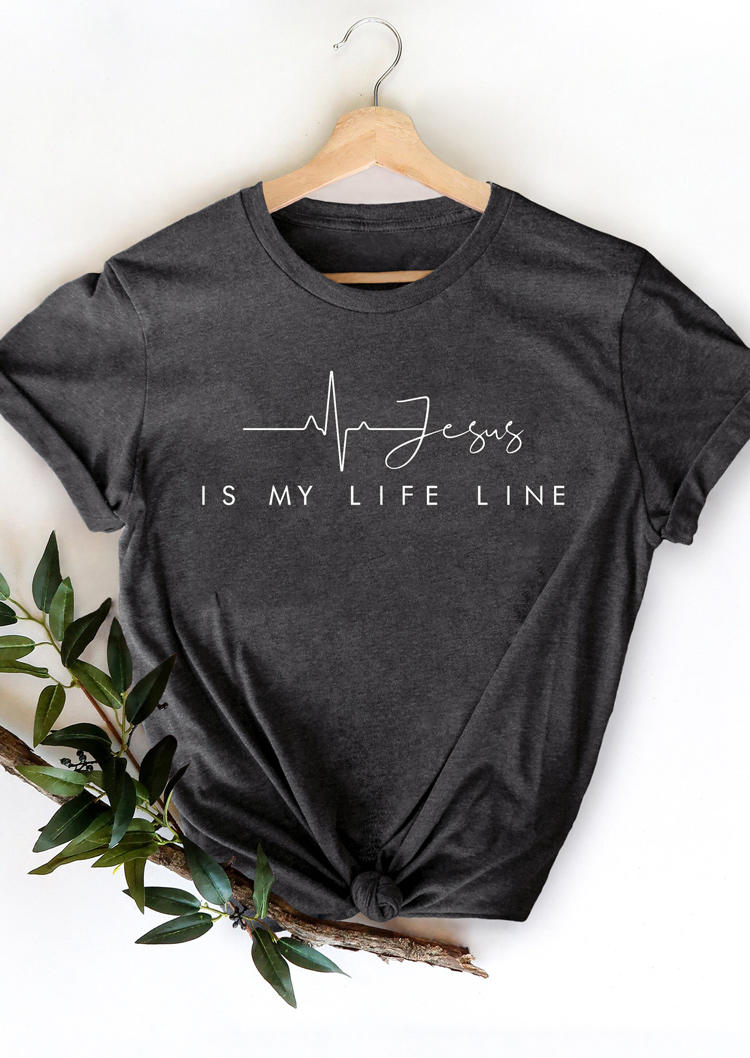 T-shirts Tees Jesus Is My Life Line T-Shirt Tee in Dark Grey. Size: S,M,L,XL
