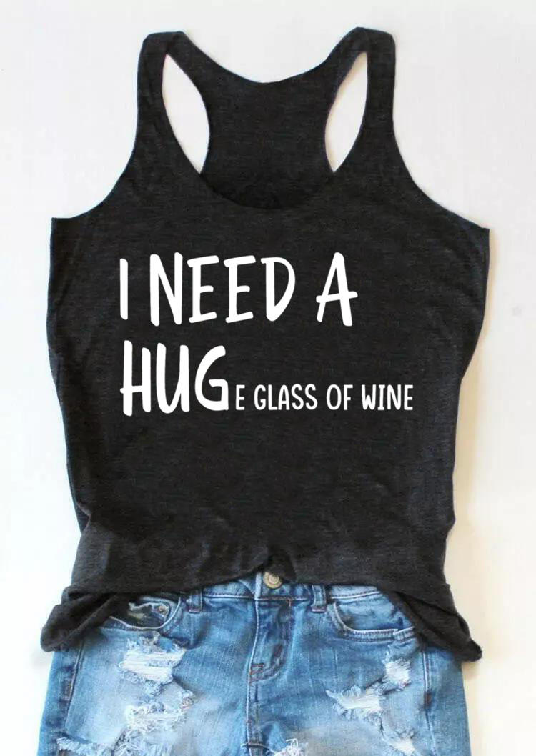 

Tank Tops I Need A Huge Glass Of Wine Racerback Tank Top in Dark Grey. Size