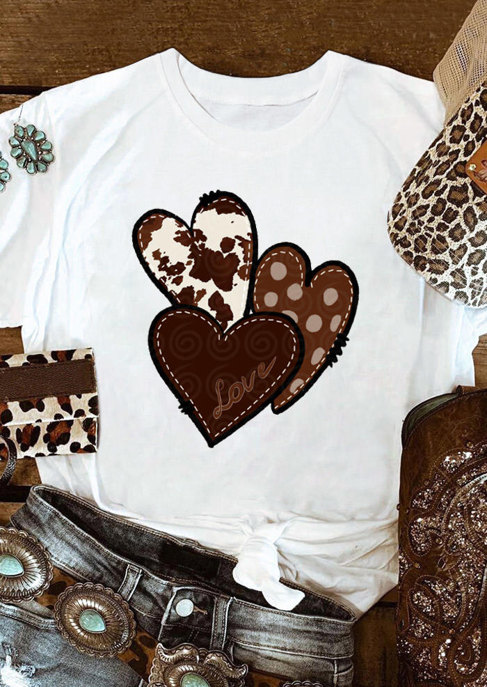 Valentine Cow Polka Dot Love Heart T-Shirt Tee - White