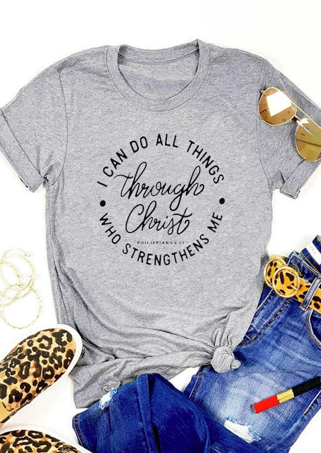 

T-shirts Tees I Can Do All Things T-Shirt Tee in Gray. Size: ,M,L,XL