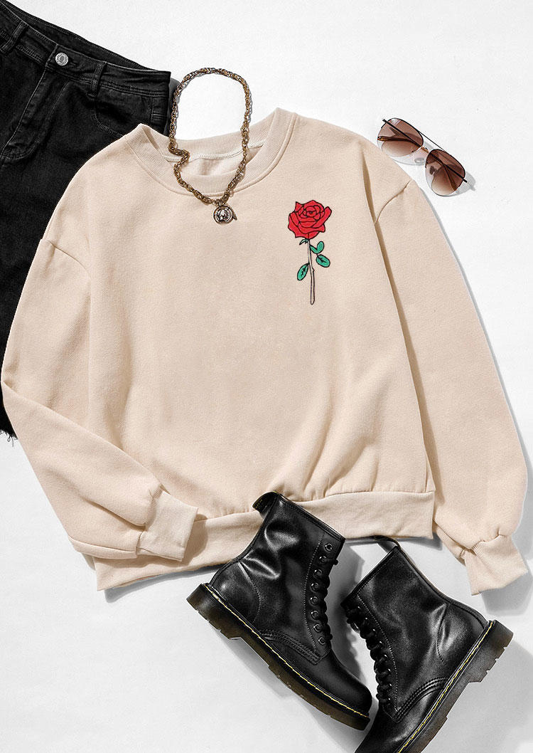 

Sweatshirts Rose Long Sleeve O-Neck Sweatshirt - Apricot in Apricot. Size: ,M,L,XL